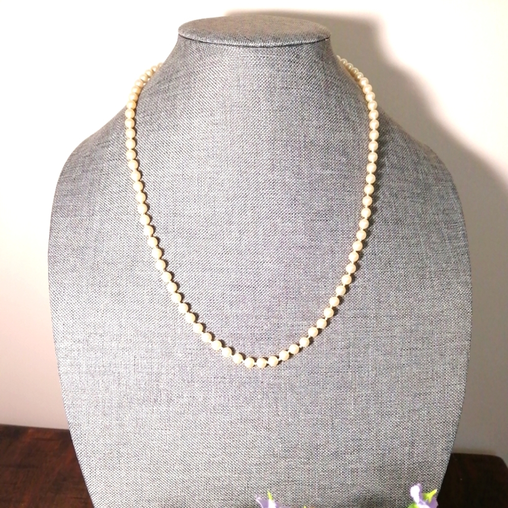 Vintage Marvella Brand Long Pearl Necklace